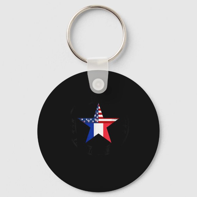 Lucky To Be French Proud To Be American French Lan Key Ring (Front)