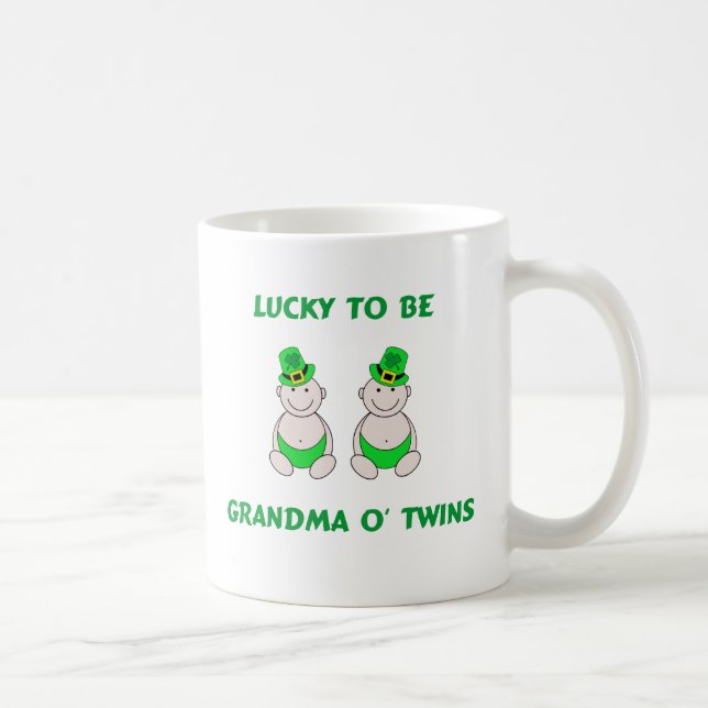 Lucky To Be Grandma O' Twins Coffee Mug (Right)