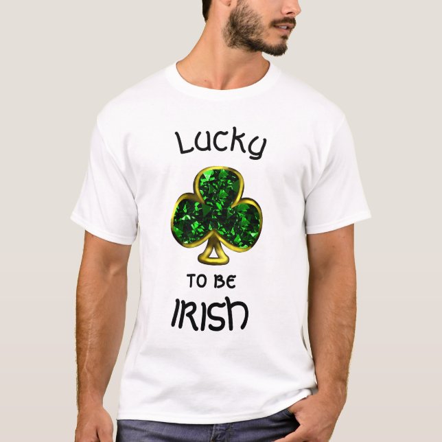 Lucky to Be Irish Shamrock and Gold  Men's t-Shirt (Front)