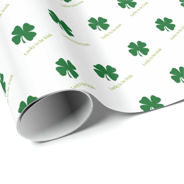 Lucky to Be Irish Shamrock Gift Wrap Wrapping Pape (Roll Corner)
