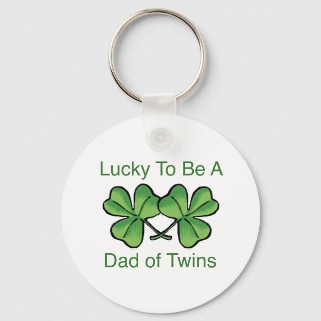 Lucky To Be Twin Dad Key Ring (Front)