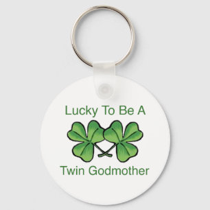 Lucky To Be Twin Godmother Key Ring