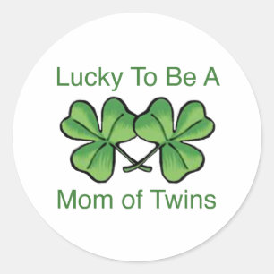 Lucky To Be Twin Mum Classic Round Sticker