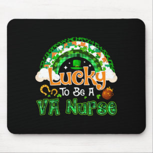 Lucky To Be Va Nurse Shamrock Rainbow St Patricks Mouse Mat