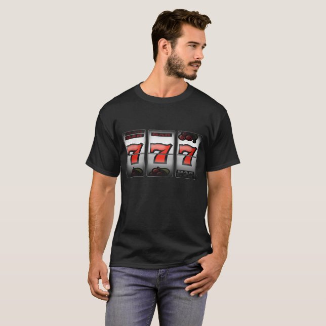Lucky Triple Sevens on Slot Machine T-Shirt (Front Full)