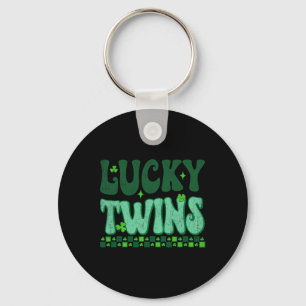 Lucky Twins Family Matching Retro Groovy St Patric Key Ring