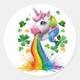 Lucky Unicorn Shamrock St Patricks Day Lepricorn Classic Round Sticker