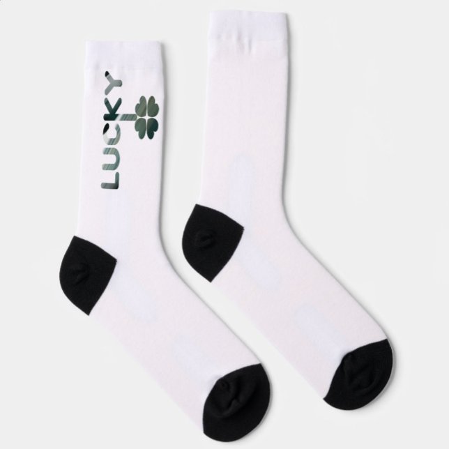 LUCKY Unisex Socks Trend Abstract White Green (Creator Uploaded)