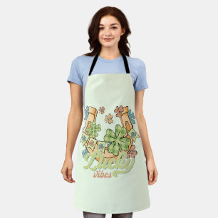 Lucky Vibes - Colourful Clovers & Golden Horseshoe Apron