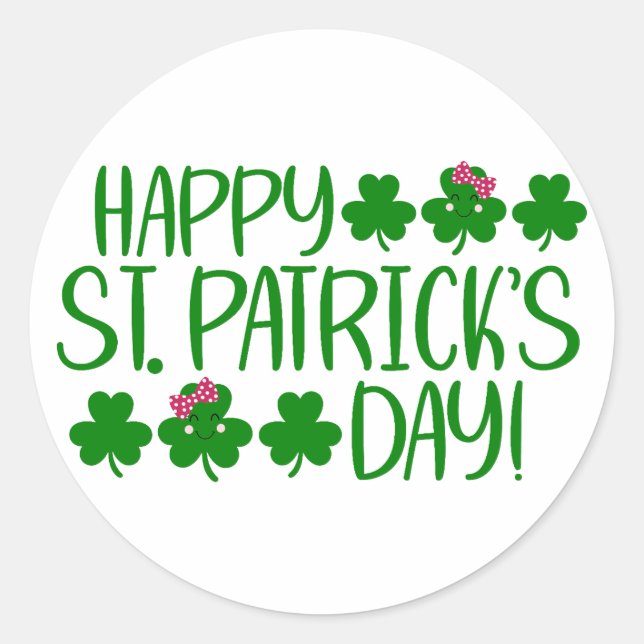Lucky Vibes – Happy St. Patrick’s Day! 🍀✨ Classic Round Sticker (Front)