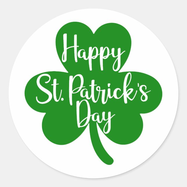 Lucky Vibes – Happy St. Patrick’s Day! 🍀✨ Classic Round Sticker (Front)