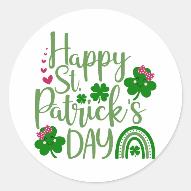 Lucky Vibes – Happy St. Patrick’s Day! 🍀✨ Classic Round Sticker (Front)