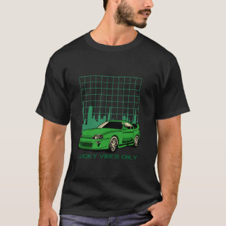 Lucky Vibes Only Green Car Cityscape T-Shirt