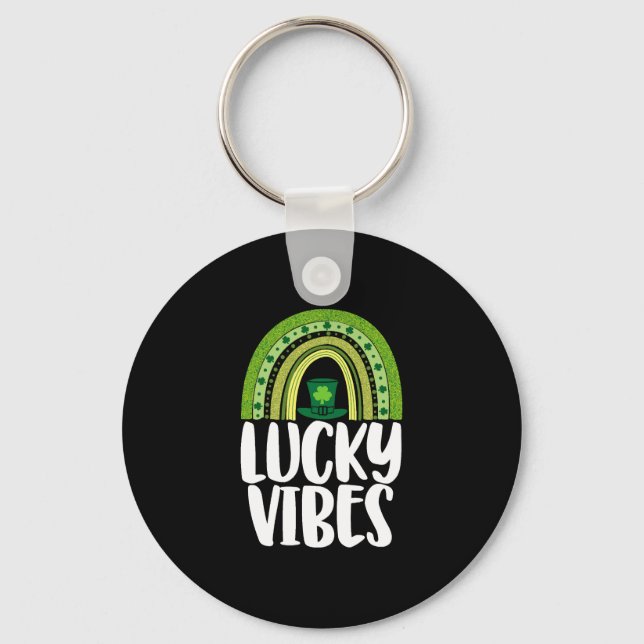 Lucky Vibes St Patricks Day Key Ring (Front)
