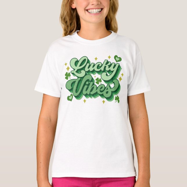 Lucky Vibes St Patrick's Day T-Shirt (Front)