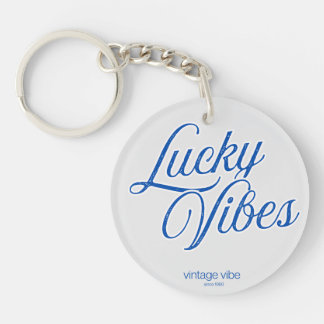Lucky Vibes Vintage Aesthetic Round Acrylic Key Ring