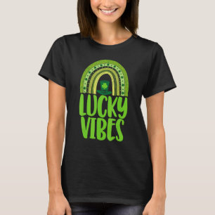 Lucky Vibes Women St Patrick's Day Rainbow Love T-Shirt