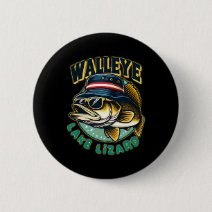 Lucky Walleye Lake Lizard Fishing 6 Cm Round Badge