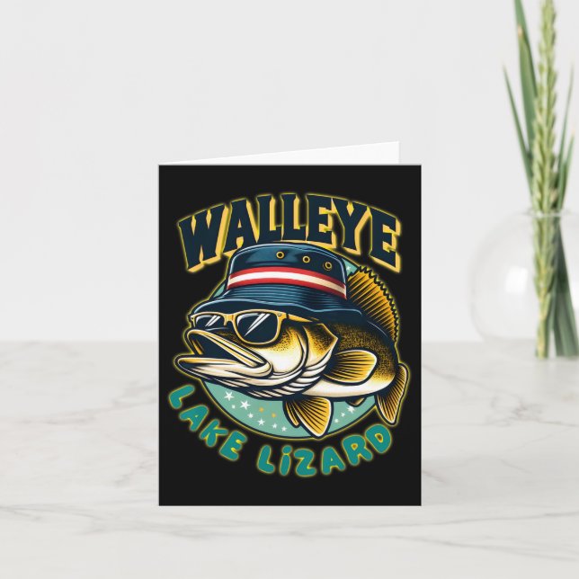 Lucky Walleye Lake Lizard Fishing  Card (Front)