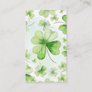 Lucky Watercolor Four Leaf Clover Irish Ireland Business Card