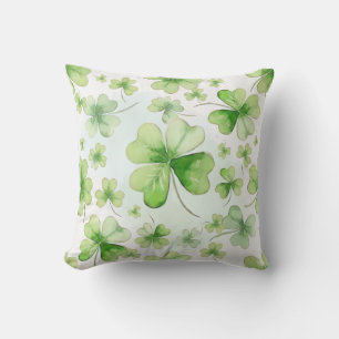 Lucky Watercolor Four Leaf Clover Irish Mom Dad Cushion