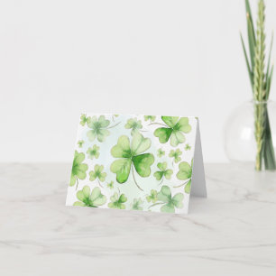 Lucky Watercolor Four Leaf Clover Irish Mom Dad Thank You Card