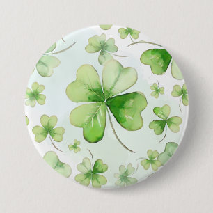 Lucky Watercolor Four Leaf Clover Irish Mum Dad 7.5 Cm Round Badge