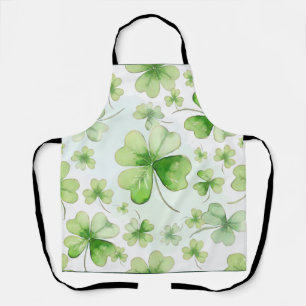 Lucky Watercolor Four Leaf Clover Irish Mum Dad Apron