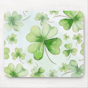 Lucky Watercolor Four Leaf Clover Irish Mum Dad Mouse Mat