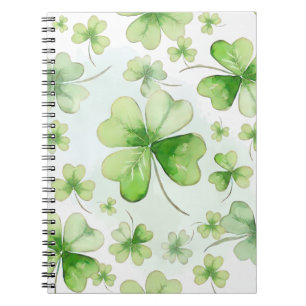 Lucky Watercolor Four Leaf Clover Irish Mum Dad Notebook