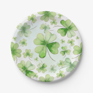 Lucky Watercolor Four Leaf Clover Irish Mum Dad Paper Plate