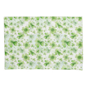 Lucky Watercolor Four Leaf Clover Irish Mum Dad Pillowcase