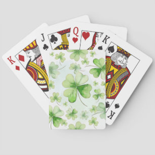 Lucky Watercolor Four Leaf Clover Irish Mum Dad Playing Cards
