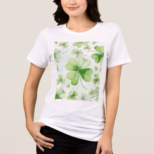 Lucky Watercolor Four Leaf Clover Irish Mum Dad Tri-Blend Shirt