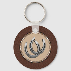 Lucky Western Silver Horseshoes Key Ring