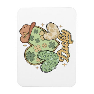 Lucky Western St Patricks Day Heart Shamrock Irish Magnet