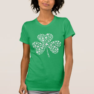 Lucky White Four-Leaf Clover  T-Shirt
