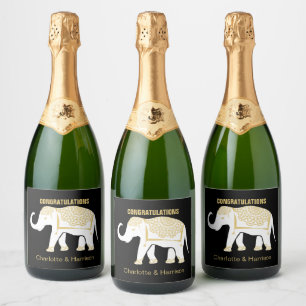 Lucky White Thai Elephant Personalised Sparkling Wine Label