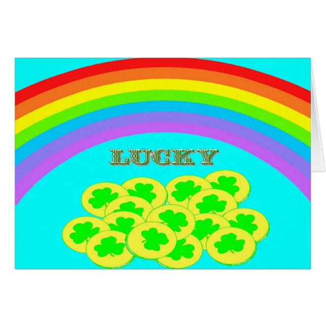 Lucky with Rainbows, Gold and Shamrocks (Front Horizontal)