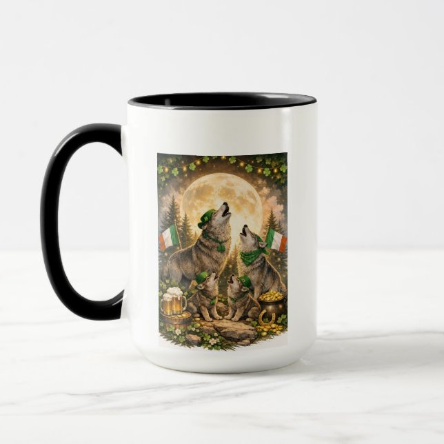 Lucky Wolf Pack – St. Patrick’s Day Family Howling Mug (Left)