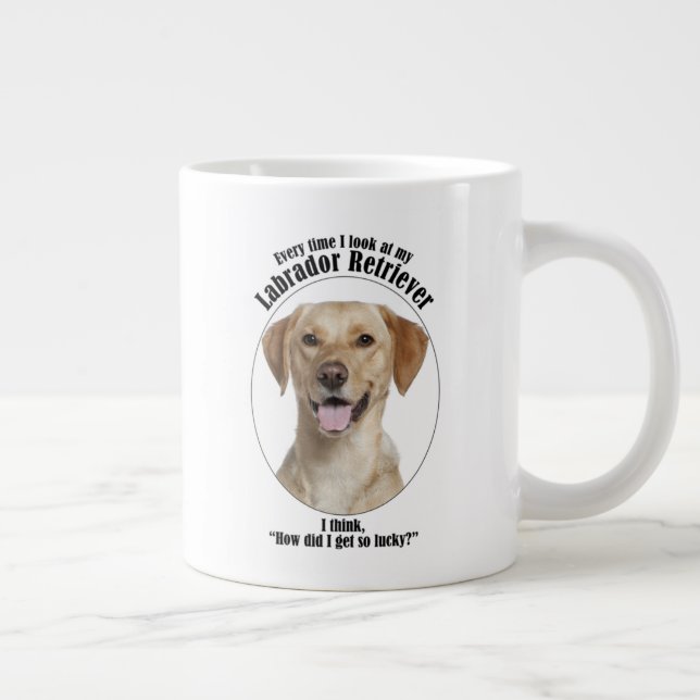 Lucky Yellow Lab Large Coffee Mug (Right)