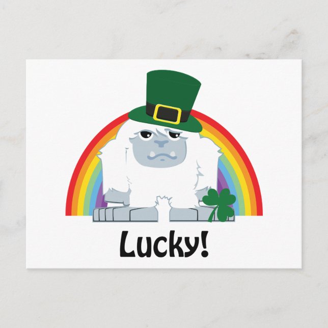 Lucky Yeti Leprechaun Postcard (Front)