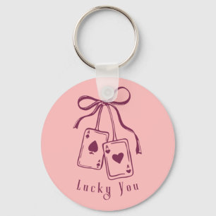 Lucky you cards bow trendy key ring