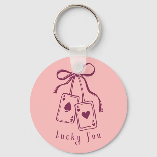Lucky you cards bow trendy key ring (Front)