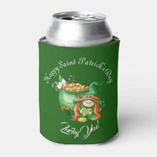 Lucky You Gnome Saint Patrick's Day Pot Of Gold   Can Cooler