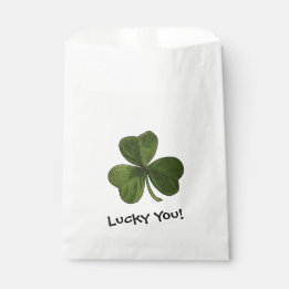 Lucky You Green Shamrock with Custom Text Favour Bags