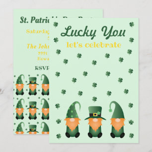 Lucky You Lets Celebrate Gnomes Invitation