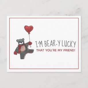 Lucky You're My Friend Bear Postcard
