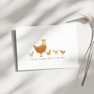 Lucky You're My Mum Hen and Chicks Mother's Day Card