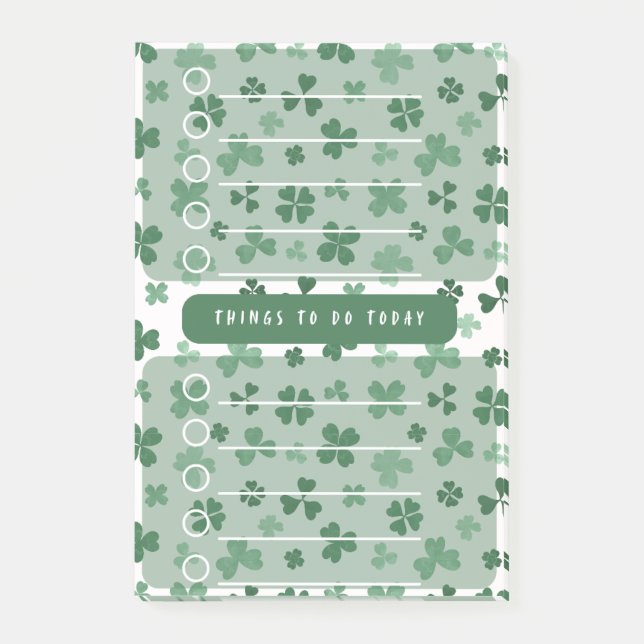 LuckyClover ToDo List ShamrockThemed Daily Planner Post-it Notes (Front)